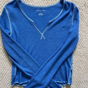 Like New American Eagle Outfitters Blue Ribbed Women's Top Size S